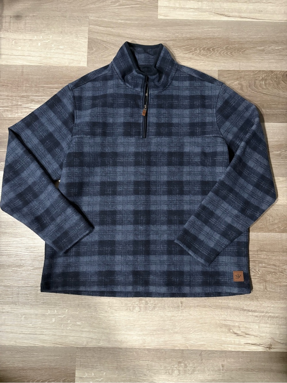Men's John Wayne Navy Plaid Quarter-Zip Sweater
